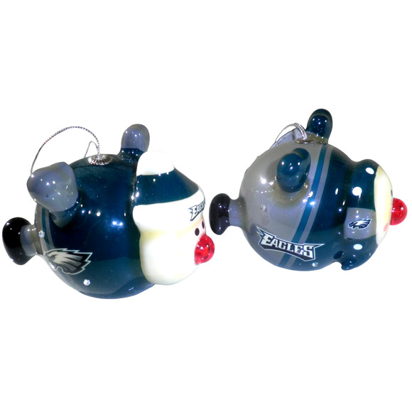 Philadelphia Eagles NFL LED Santa and Snowman Christmas Ornaments - Picture 2 of 7